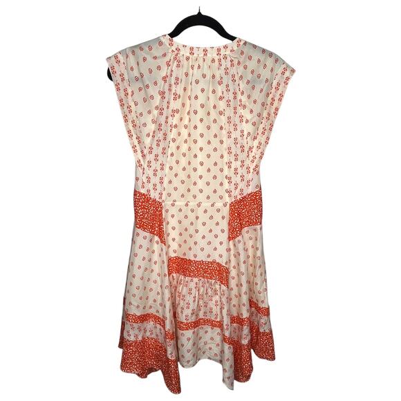 Rebecca Taylor Block Print Mix Silk Dress Size 6 Flawed - Picture 3 of 12